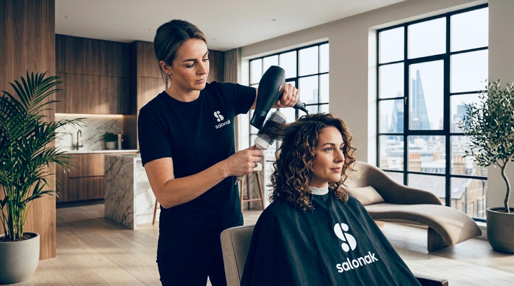 Haircut at home with the London skyline behind